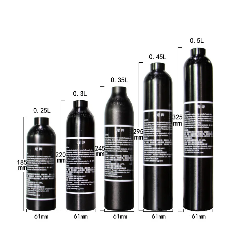

high pressure aluminum Gas Cylinder 0.25 0.3 0.35 0.45 0.5 Litre Paintball Diving Tank Pcp Air Gun Rifle Capacity m18x1.5 300BAR