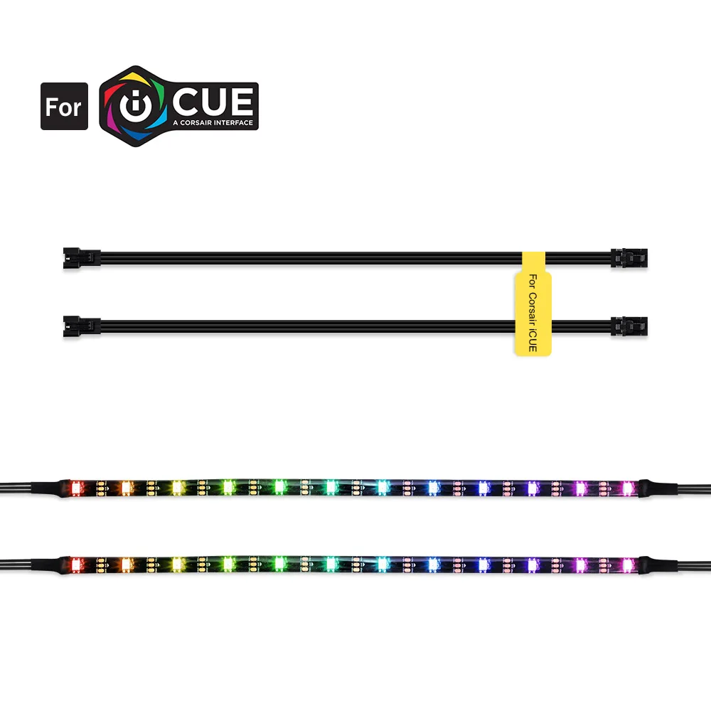 2pcs 12leds IP65 Индивидуально адресуемых RGB светодиодный полоски для iCUE Corsair светодиодный осветительный набор Декор ПК чехол светодиодный полосы 5V WS2812b Радуга Цвет полосы - Испускаемый цвет: 2pcs 12leds IP65