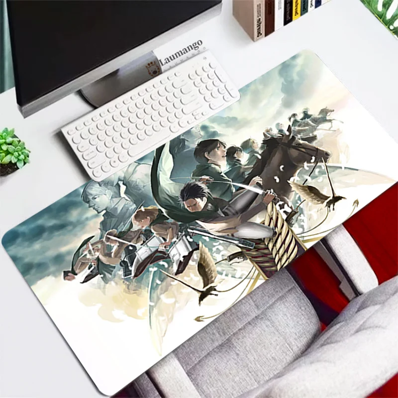 

90x40cm Attack on Titan Anime Large Lock Edge Mouse Pad Computer Mousepad XXL Gaming accessories Gamer Laptop Keyboard Carpet