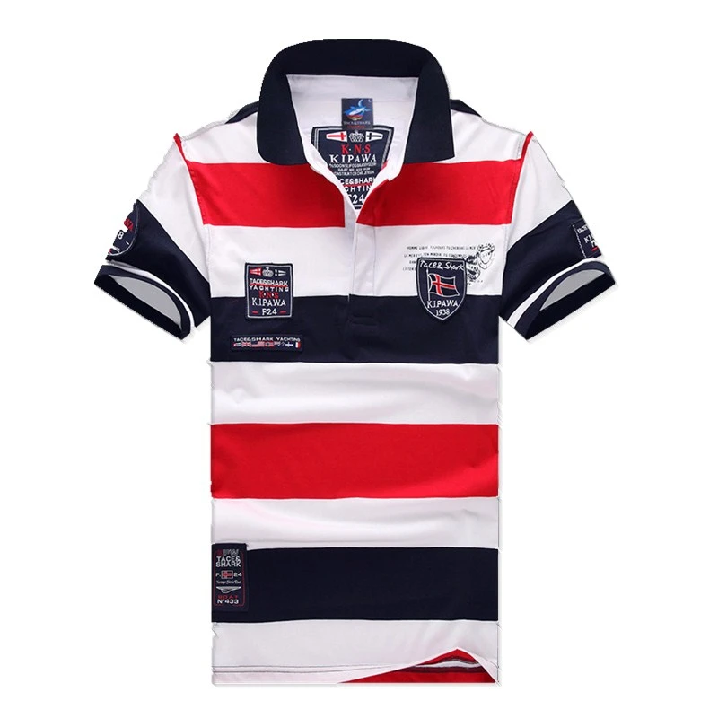 

Comfortable New 2020 Fashion Casual Male Clothes Striped Shark Brand Lapel Polo Shirts Short Sleeve Men Summer Cotton Breathable