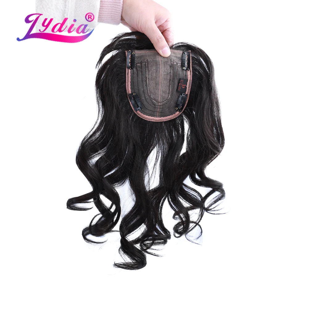 Lydia For Women Curly Synthetic Mixed Hair Extensions Toppers With Bangs Clips In Hairpiece Natural Black Hairline Wig 16Inch | Шиньоны и