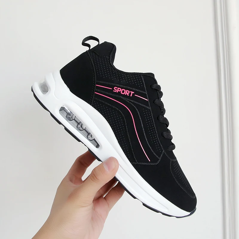 Женские кроссовки с дышащей сеткой черные повседневные в Корейском стиле