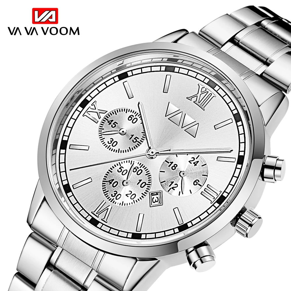 Men's Watch Stainless Steel Quartz Chronograph Watch Men's Business Casual Chronograph Quartz Waterproof Wristwatch gift for Men