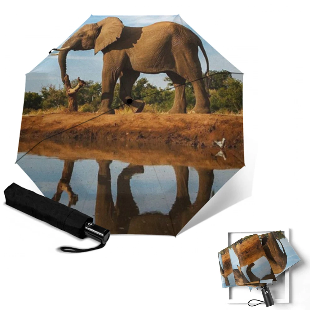 Зонт От Дождя Складной с УФ защитой и Рисунком Слона|Зонтики| |