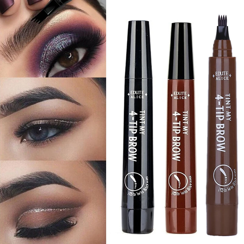 

Waterproof Eyebrow Pen 4 Fork Tip Eyebrow Tattoo Pencil Cosmetic Natural Long Lasting Liquid Eye Brow Pencil Cosmetics 5 Color