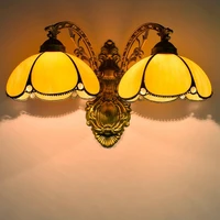 european style simple creative corridor double headed wall lamp american mediterranean creative colored glass living glass lamp