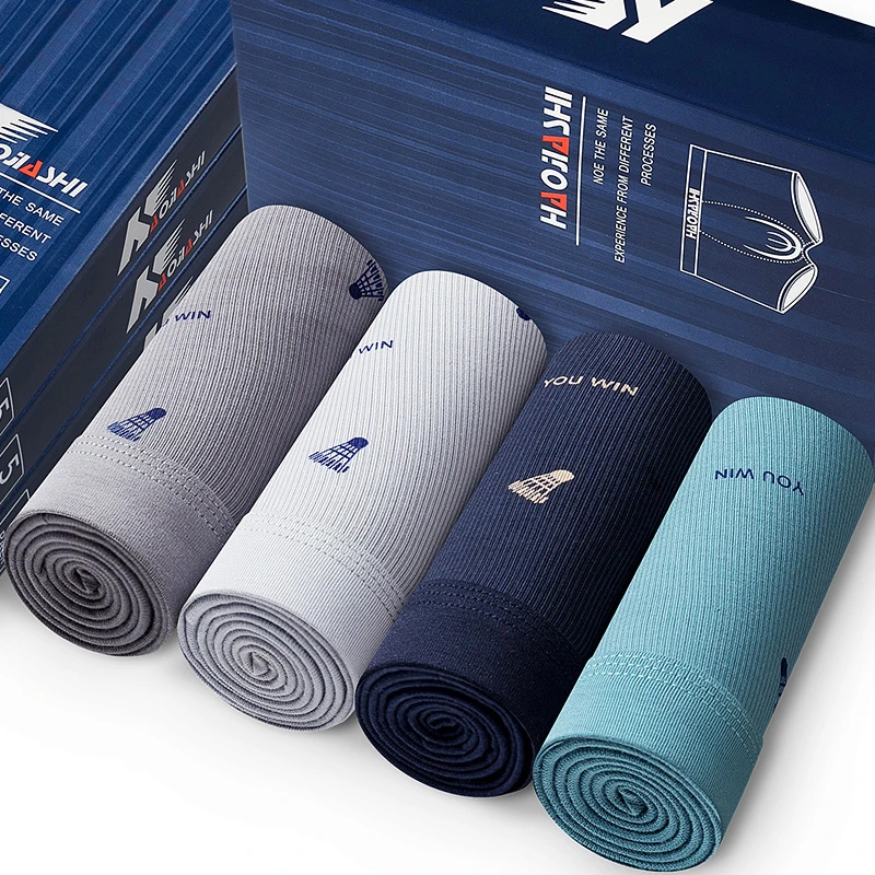 Мужские шорты 4 шт./партия нижнее белье мягкие боксеры 100% хлопок мужские