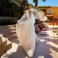sodigne ivory lace wedding dresses sexy v neck off the shoulder tulle beach bridal dresses boho elegant wedding party gowns