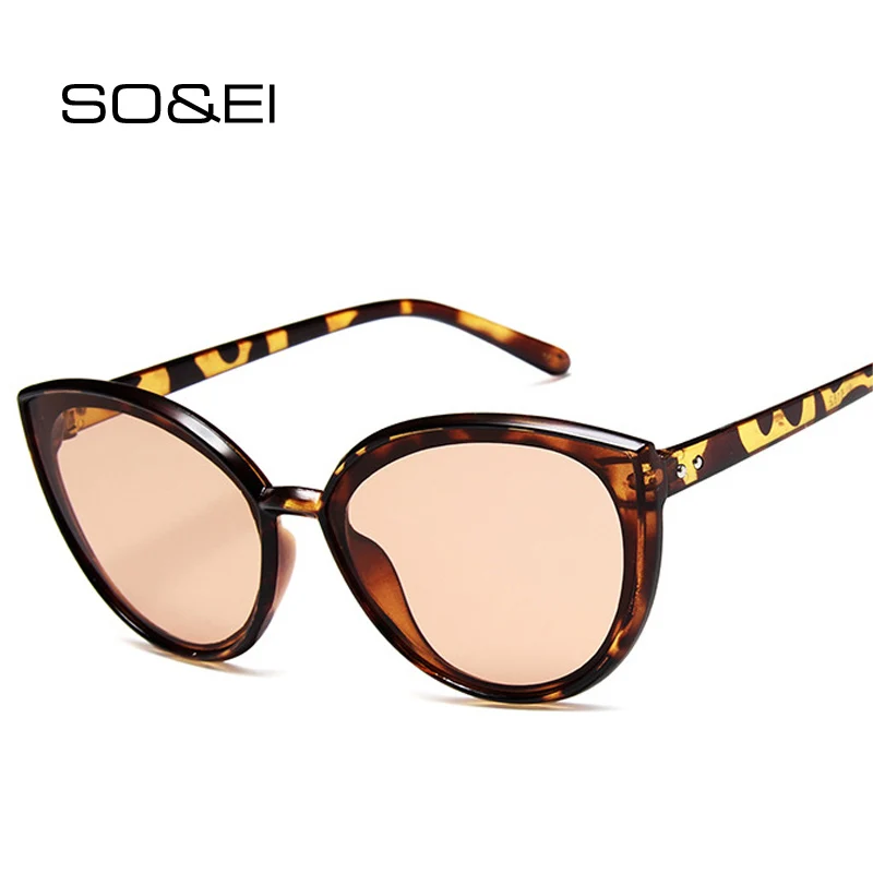 Модные женские солнцезащитные очки SO &amp EI кошачий глаз градиентные зеркальные