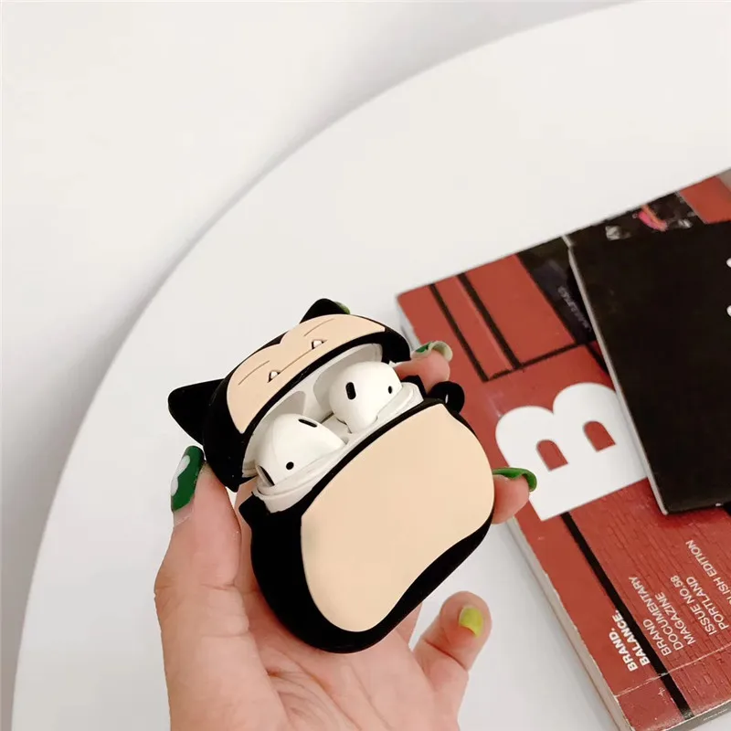 Силиконовый чехол для Apple Airpods 1 2 с мультяшным изображением снорлака кабигона милого медведя, чехол для наушников с Bluetooth, защитная крышка