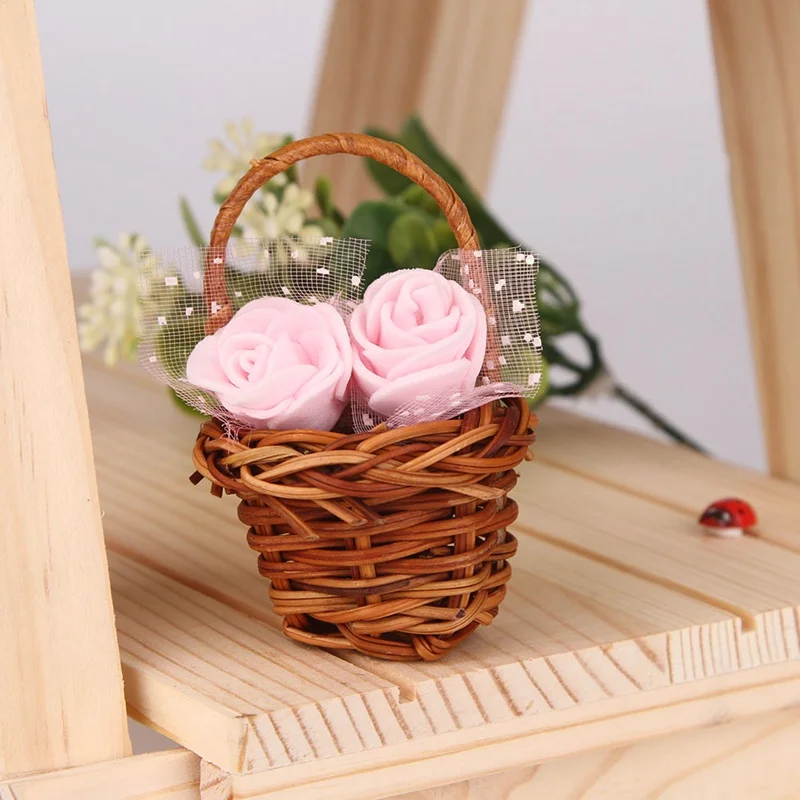 Креативная мини корзина для хранения из ротанга плетеная фруктов конфет