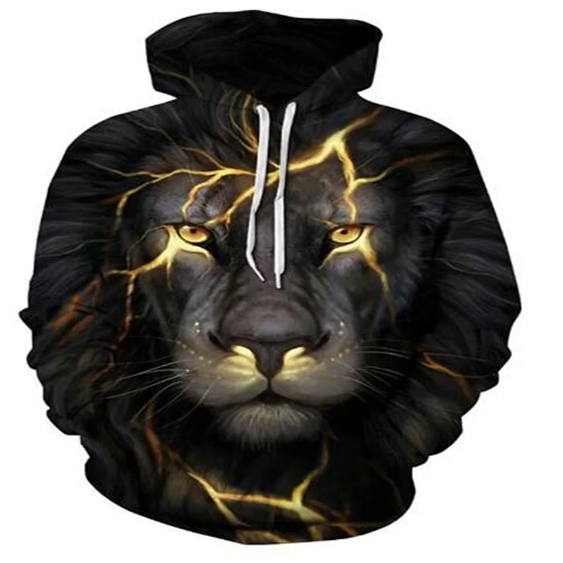 

Men's Hoodie Sweatshirt 3D Lion Animal Print Casual/Daily Weekend Activity Hoodie Sweatshirt Black