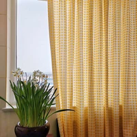 buffalo plaid semi sheer curtains light filtering refresh yellowwhite voile checkered curtain for window treatment panel tj3981