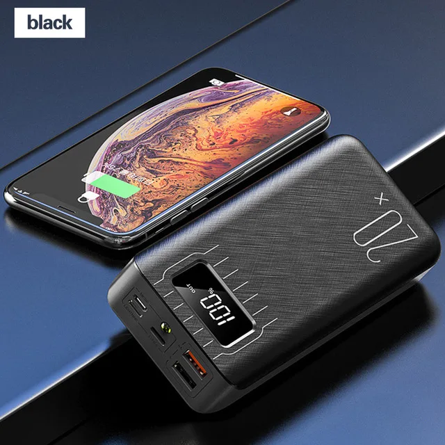20000mAh Внешний аккумулятор 30000 мАч, портативное быстрое зарядное устройство, большая емкость, внешний аккумулятор для Iphone, Xiaomi, huawei, светодиодный аккумулятор - Цвет: 20000mAh