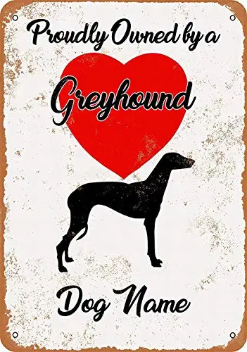 

8 x 12 Metal Sign - Custom Dog Name - Greyhound - Vintage Wall Decor Home Decor