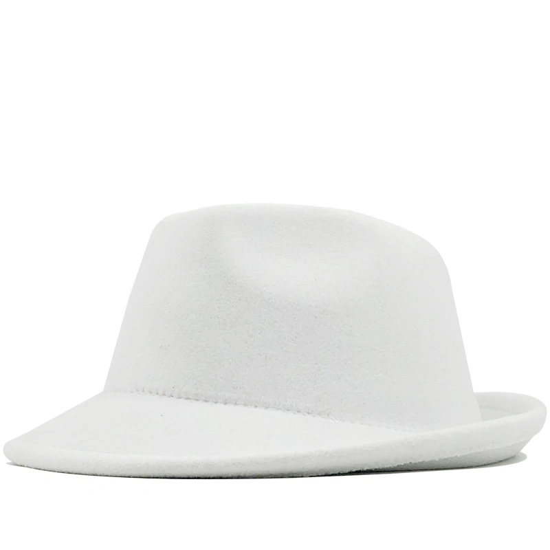 بسيطة بيضاء قبعة مصنوعة من الصوف رعاة البقر الجاز قبعة الاتجاه تريلبي فيدوراس قبعة بنما قبعة فاتحة الفرقة للرجال النساء 56-58 سنتيمتر