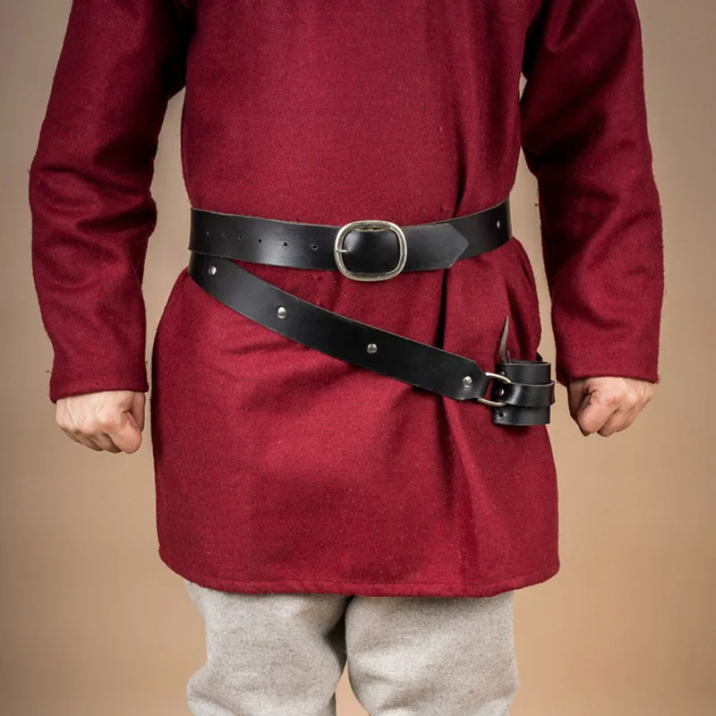 Кожаный ремень в средневековом стиле рыцаря викингов мужской ножной Кард