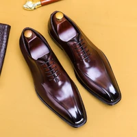 new cowhide mens luxury formal shoes high quality fashion square toe oxford shoes genuine leather business cozy wedding shoes