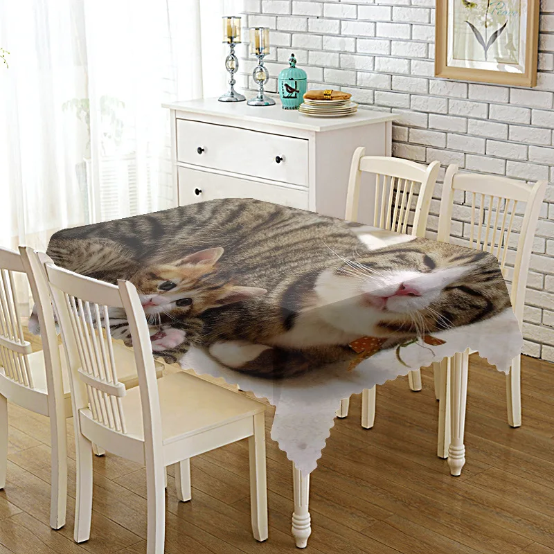 Милая скатерть для домашнего стола с изображением кота ТВ журнальный столик