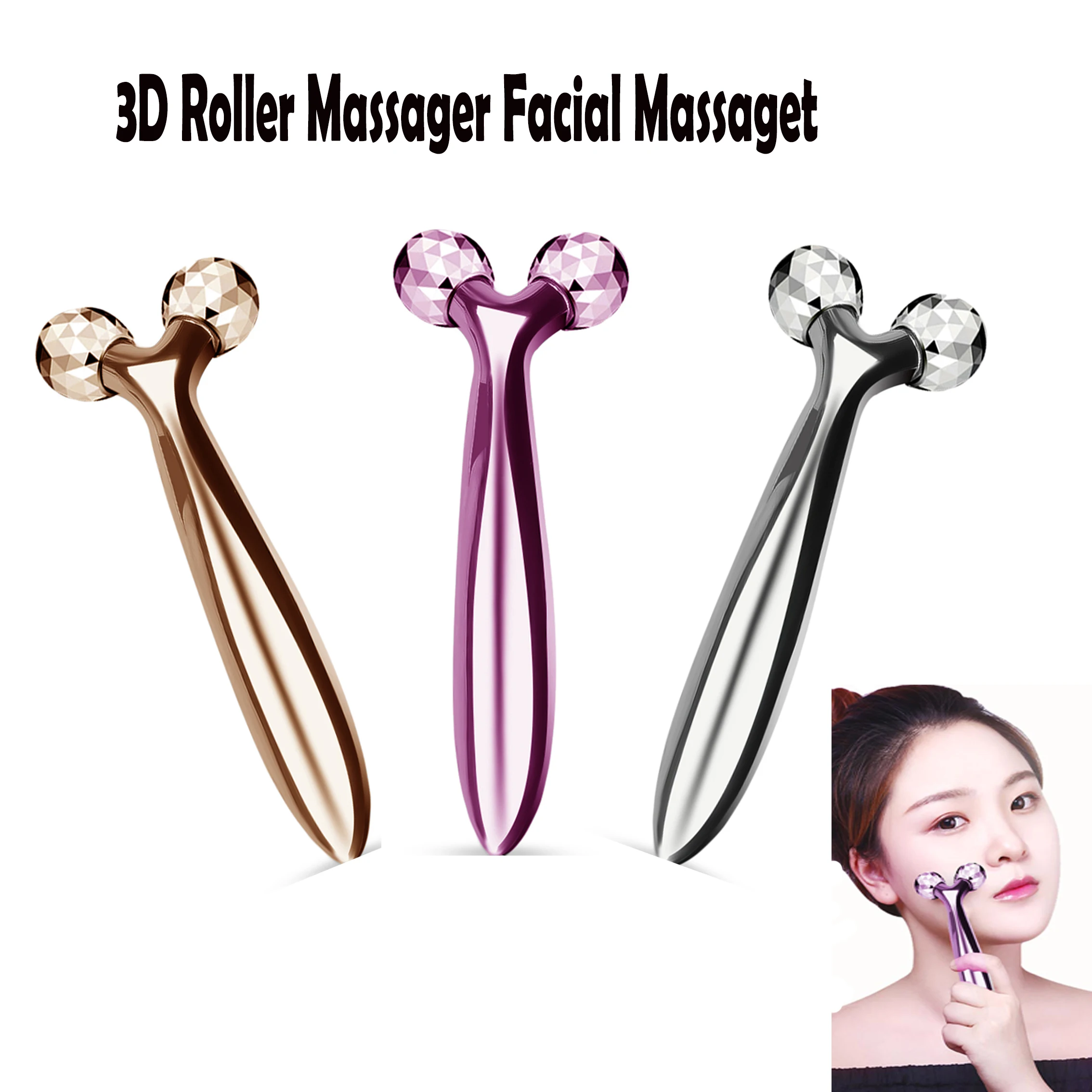 

2022 HOT 3D Roller Massager Y Shape 360 Rotate Thin Face Body Shaping Relaxation Wrinkle Remover Facial Massager Skincare Tool