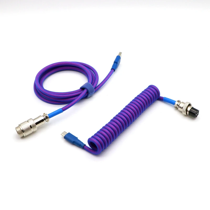 Спиральный кабель Z-образной формы из Паракорда и ПЭТ с двойными рукавами USB в Type-C