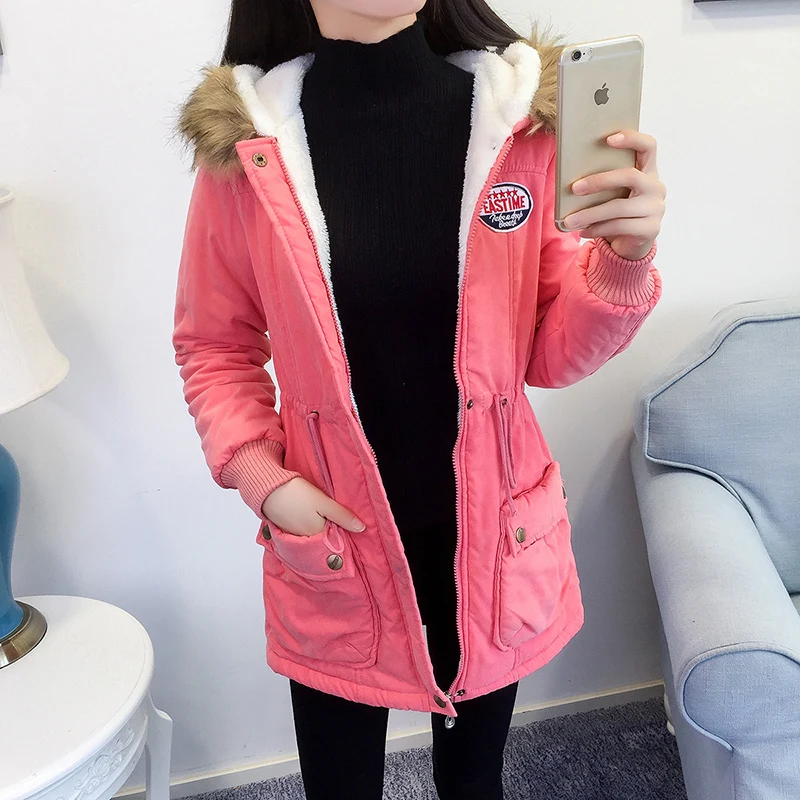 Женская длинная парка с капюшоном Leiouna теплая Свободная куртка цвета хаки мехом