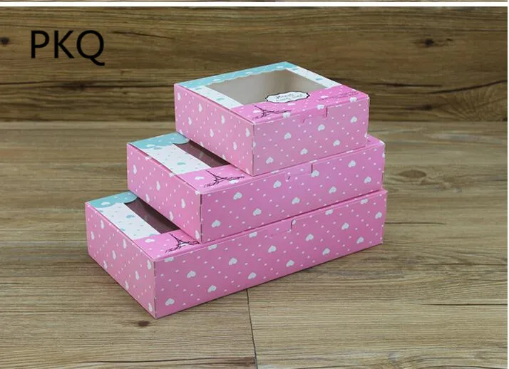 13,5x13,5x5 см Крафт печенье упаковка бумажная коробка свадьба, ремесло торт коробка с ПВХ окном, упаковка кекса подарок картон