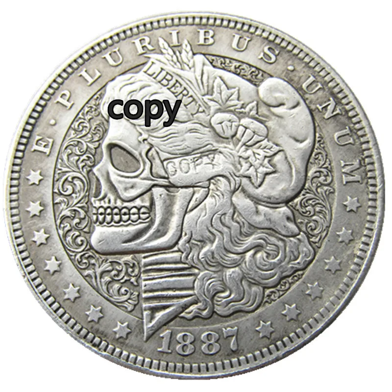 HB(08) 1887 сша Морган доллар Череп Зомби Скелет копия монеты