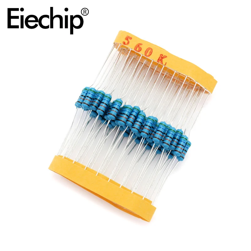 

100pcs/lot 0.5W 1 ohm 1% Metal film resistor 1/2W resistance 560K Electronic resistors