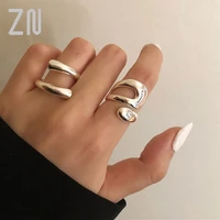 zn minimalist 925 sterling silver rings for women girl fashion creative hollow irregular open ring birthday party jewelry gifts