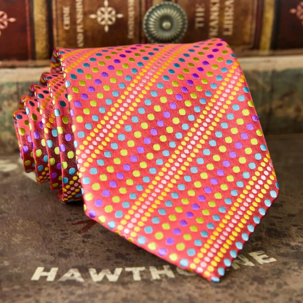 Мужские галстуки в полоску красные и разноцветные из 100% шелка жаккардовые новые