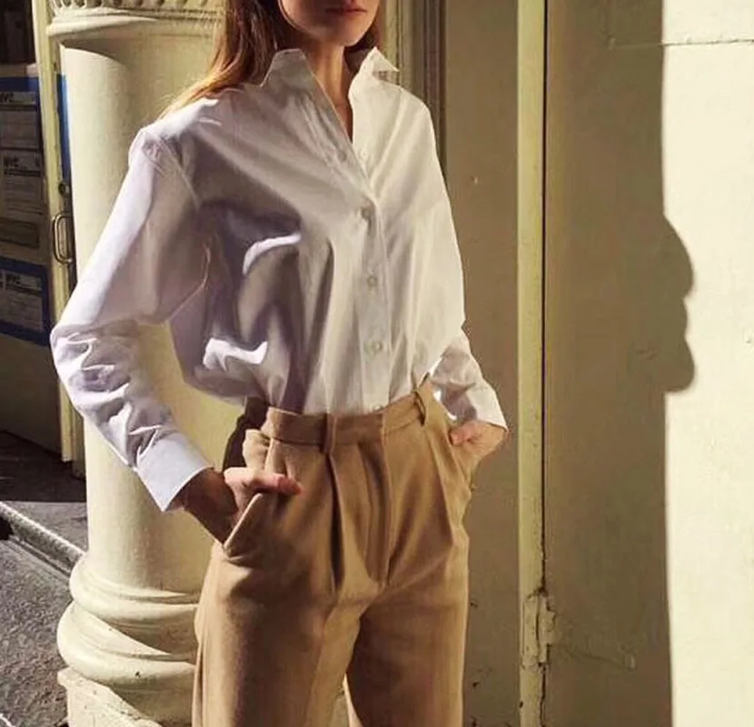 Женская рубашка 2019 осенне-зимняя простая блузка в скандинавском стиле новая