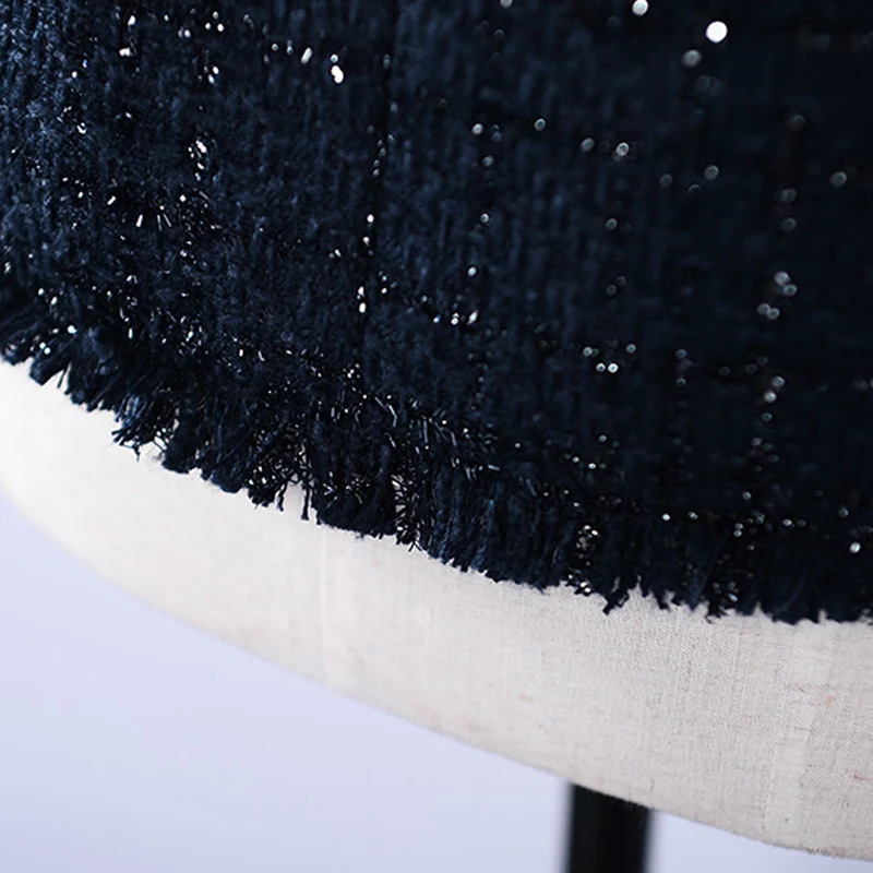 

Navy blue tweed jacket spring / autumn /winter women's jacket coat classic ladies wild ladies bright wire braided tweed jacket