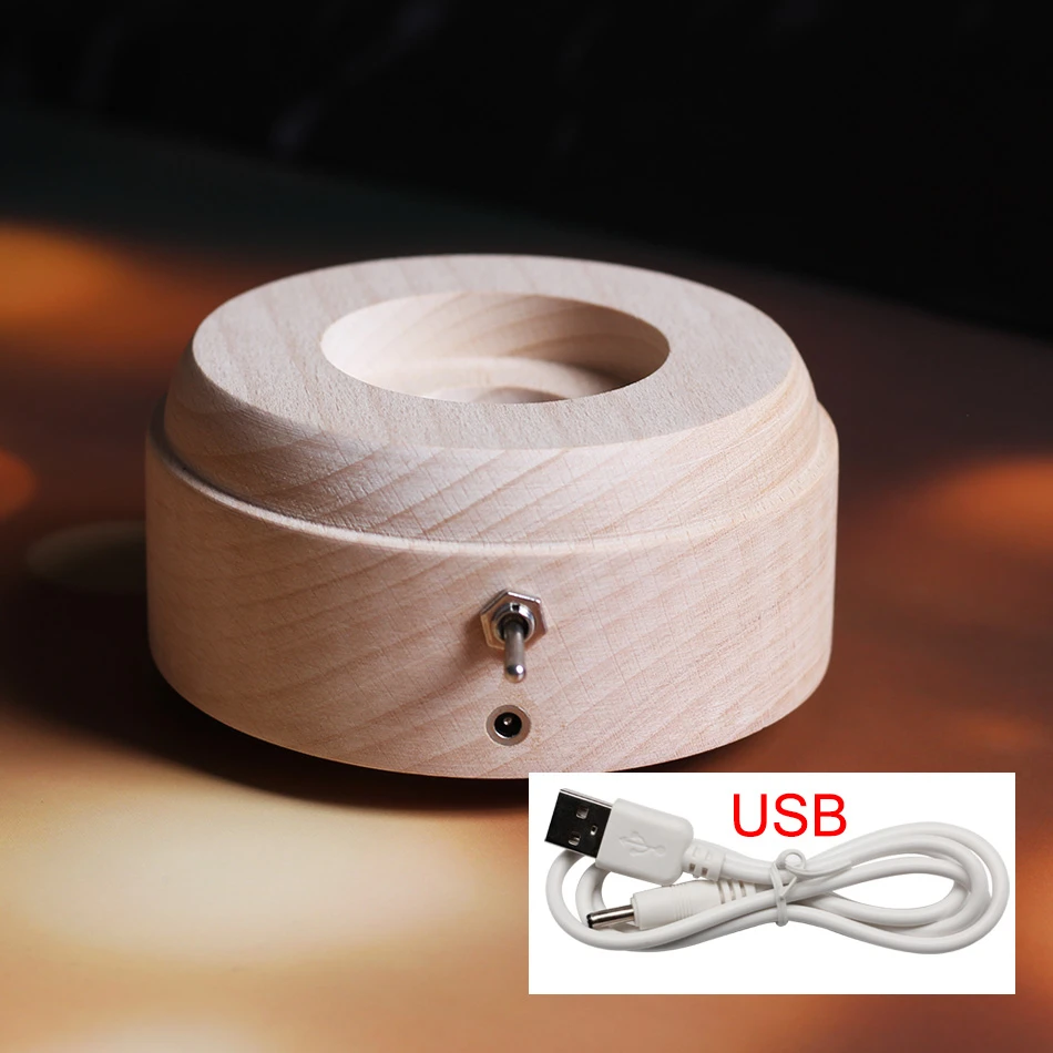 Горячая 3D Лось Луна хрустальный шар деревянная музыкальная шкатулка светящаяся