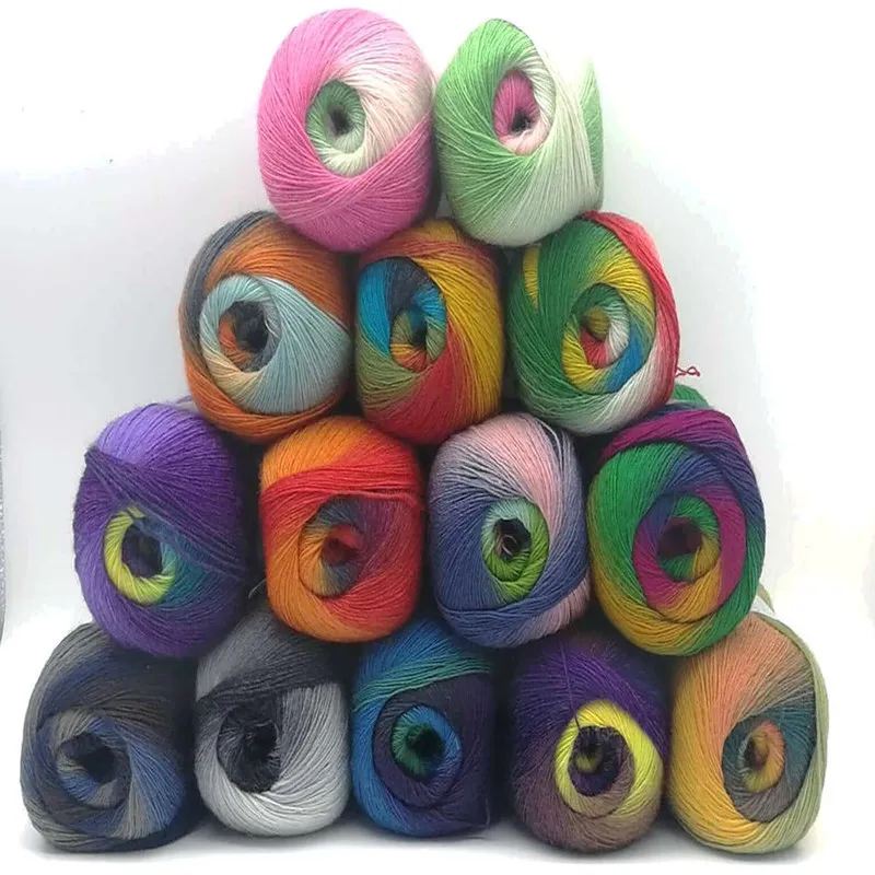 100 г кашемировая пряжа для вязания 100% шерстяная крючком меланжевая тонкая