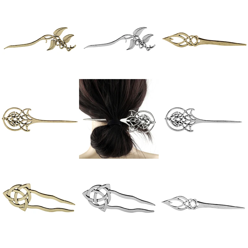 

Fashion Knots Viking Runes Hairpins Vintage Norse Nordic Mythology Hair Clips Hair Stick Leaf Jewelry Accessories For Women Gift
