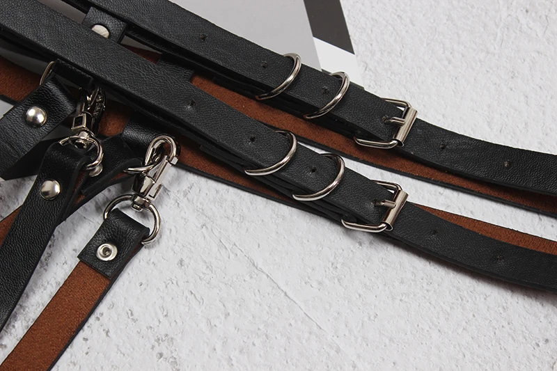 

[EAM] Pu Leather Black Metal Buckle Split Double Layers Belt Personality Women New Fashion Tide All-match Spring 2021 1T709