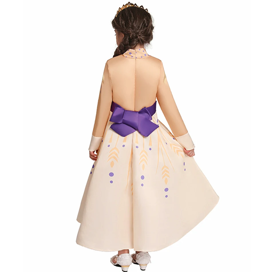 Disney Frozen Princess Anna Dress Girls Party Birthday Clothing for Baby Kids Wig Crown Gloves Halloween Cosplay Costume JYF