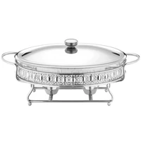 3l food warmer buffet luxury glided golden oval hotel wedding chafing dish stainless steel glass serving dish