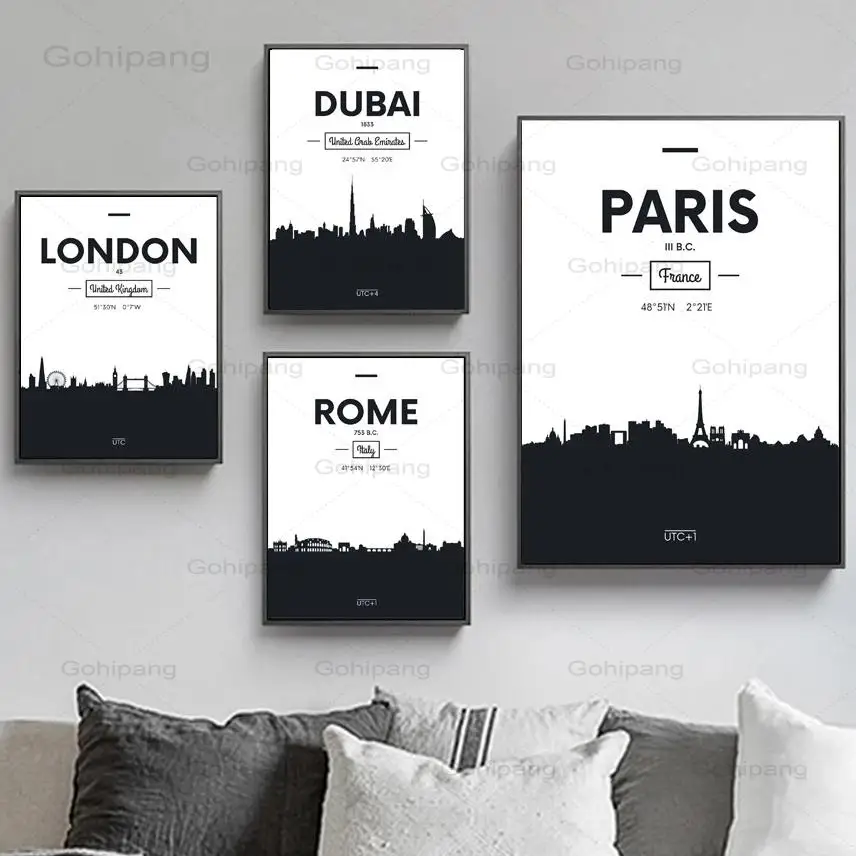 

Canvas Painting London Paris Rom Dubai City Landscape Nordic Wall Art Posters And Prints Wall Pictures For Living Room Art Decor