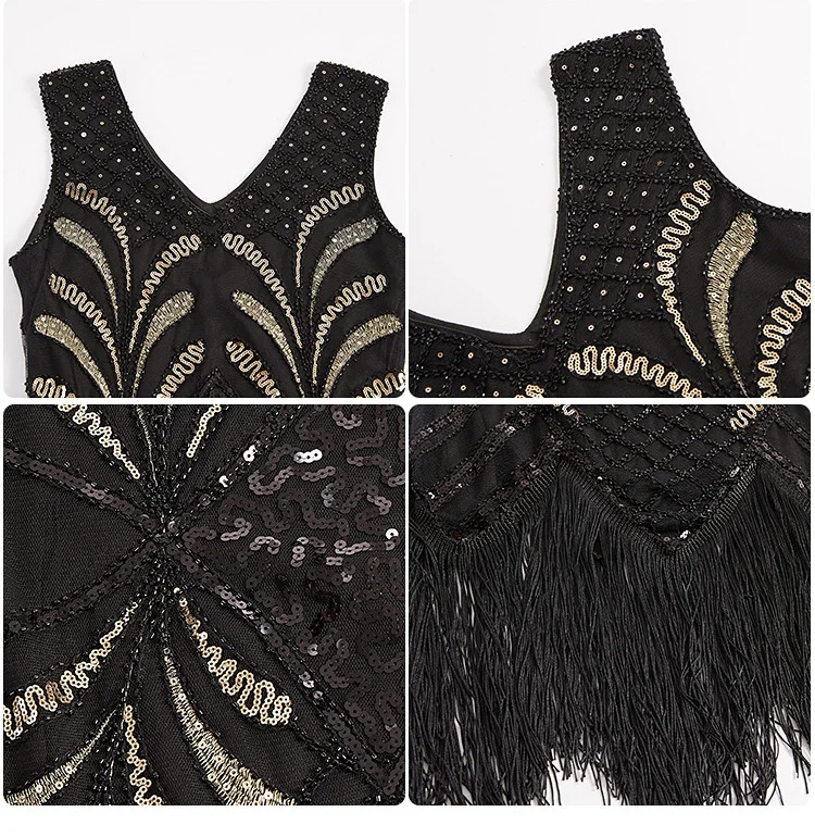 Женское платье с волнистым подолом Gatsby винтажное в стиле ар деко блестками 1920s |