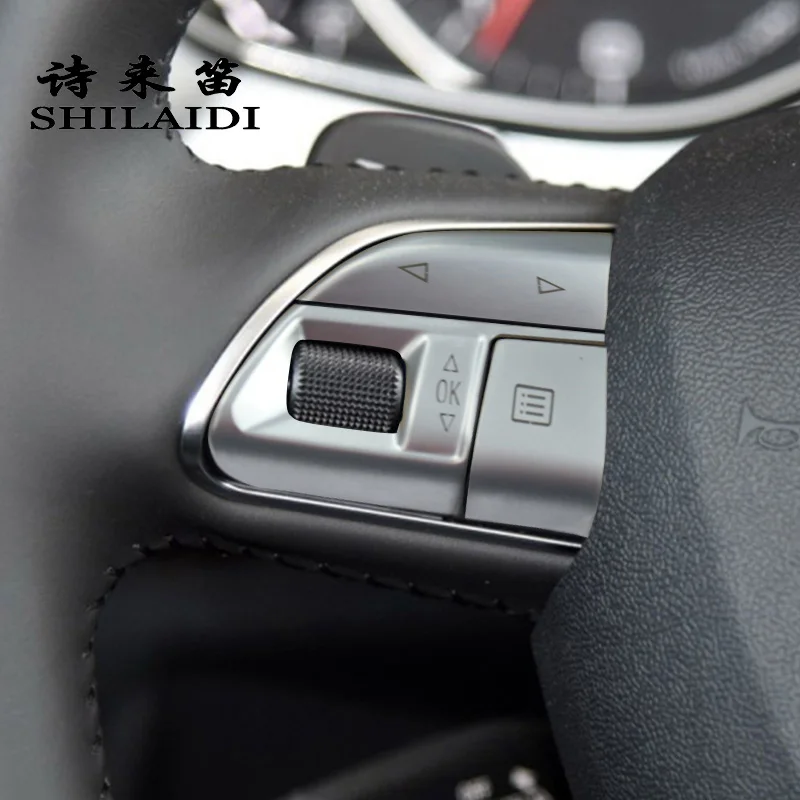 

Car styling For Audi A6 A7 C7 S6 S7 RS6 RS7 steering wheel switch button panel decoration Car Cover sticker Interior Accessories