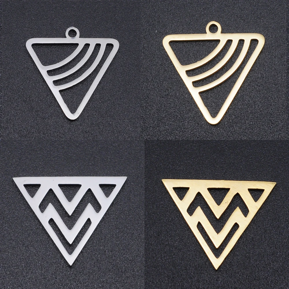10 шт./лот из полированной нержавеющей стали полые треугольные Подвески для