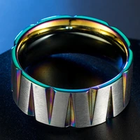 luxury viking mens 9mm stainless steel big ring tires pattern beveled geometric pattern wedding fashion rings for men band gifts