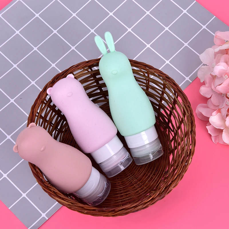 

1Pc Silicone Refillable Bottles Traveler Packing Lotion Points Shampoo Container Press Bottles 90ML Cute Travel Press Bottles