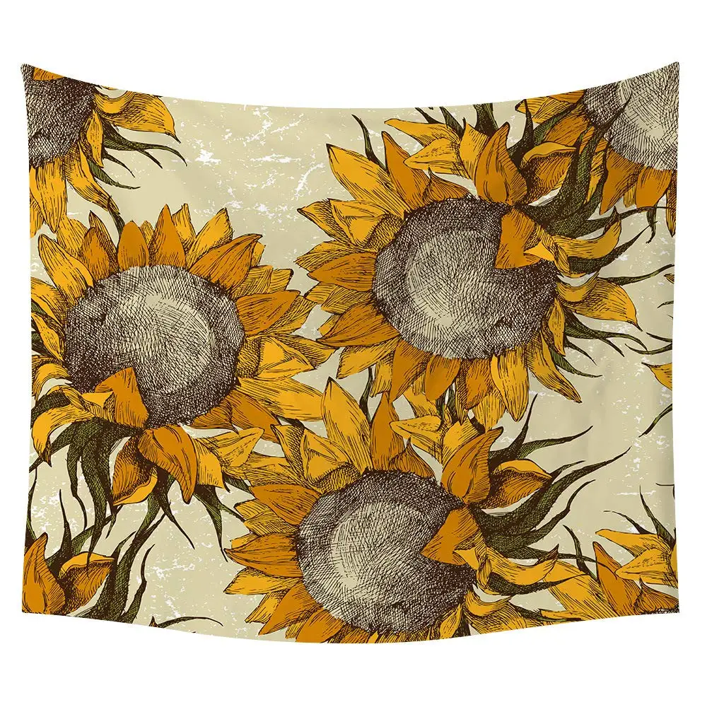 Tapiz Retro de estilo r&uacute;stico, girasoles para siempre, tapiz colgante de pared-0