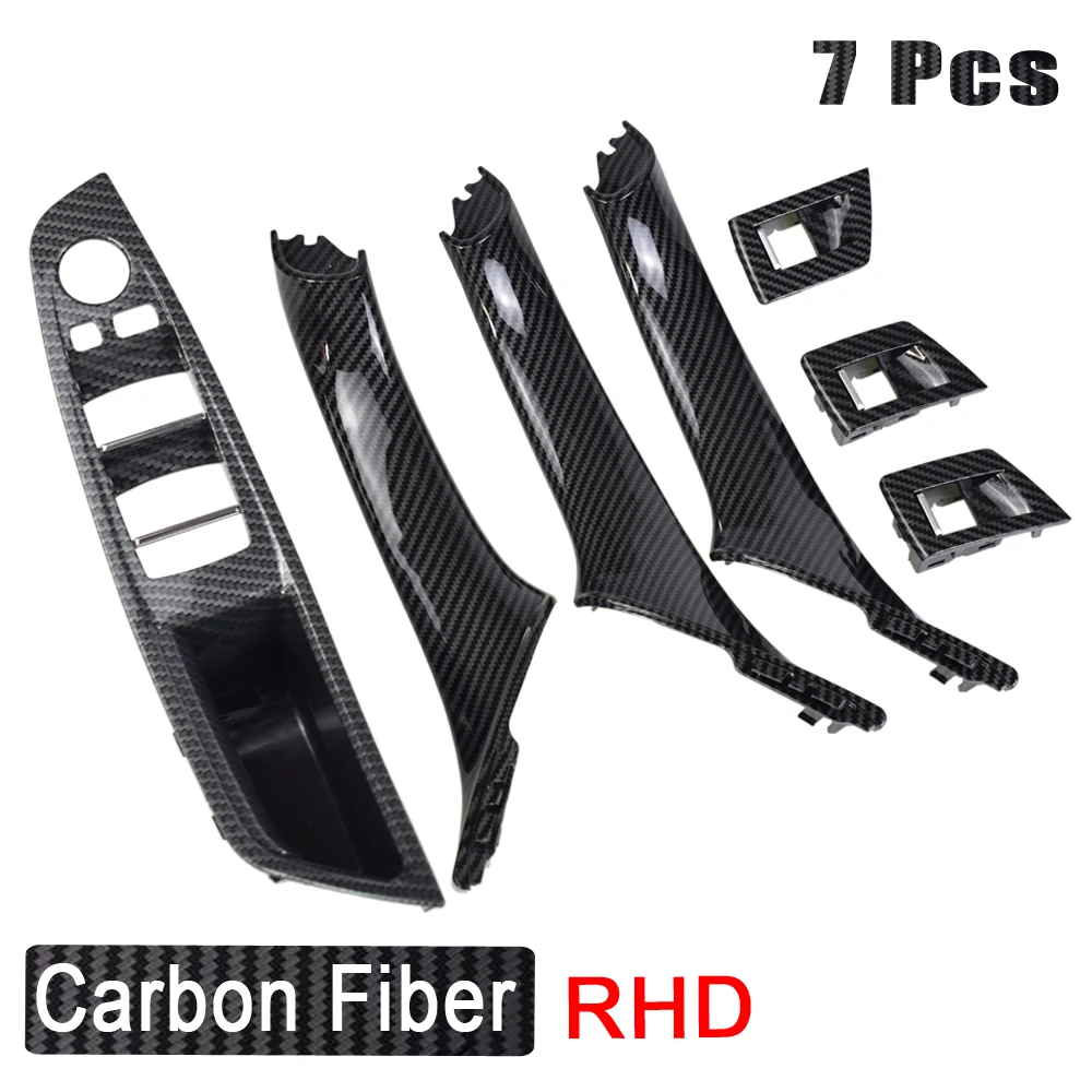 Carbon Fiber RHD LHD Car Interior Door Handle Fit For BMW 5 series F10 F11 520d 525d 530d 535i Inner Panel Pull Trim Cover | Автомобили и