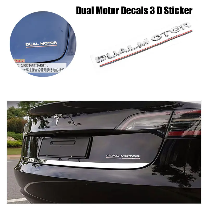 Двухмоторные наклейки для Tesla Model 3 17 21 3D ПВХ хромированные эмблемы заднего