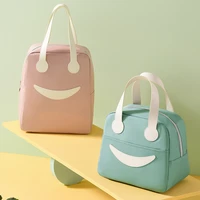 cute lunch box smiley face large capacity lunch bag tote food bags ladies pincic travel portable insulated food storage bags 488