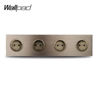 wallpad l6 quadruple brown eu wall socket 4 way electrical power outlet schuko brushed aluminum panel 344 86mm